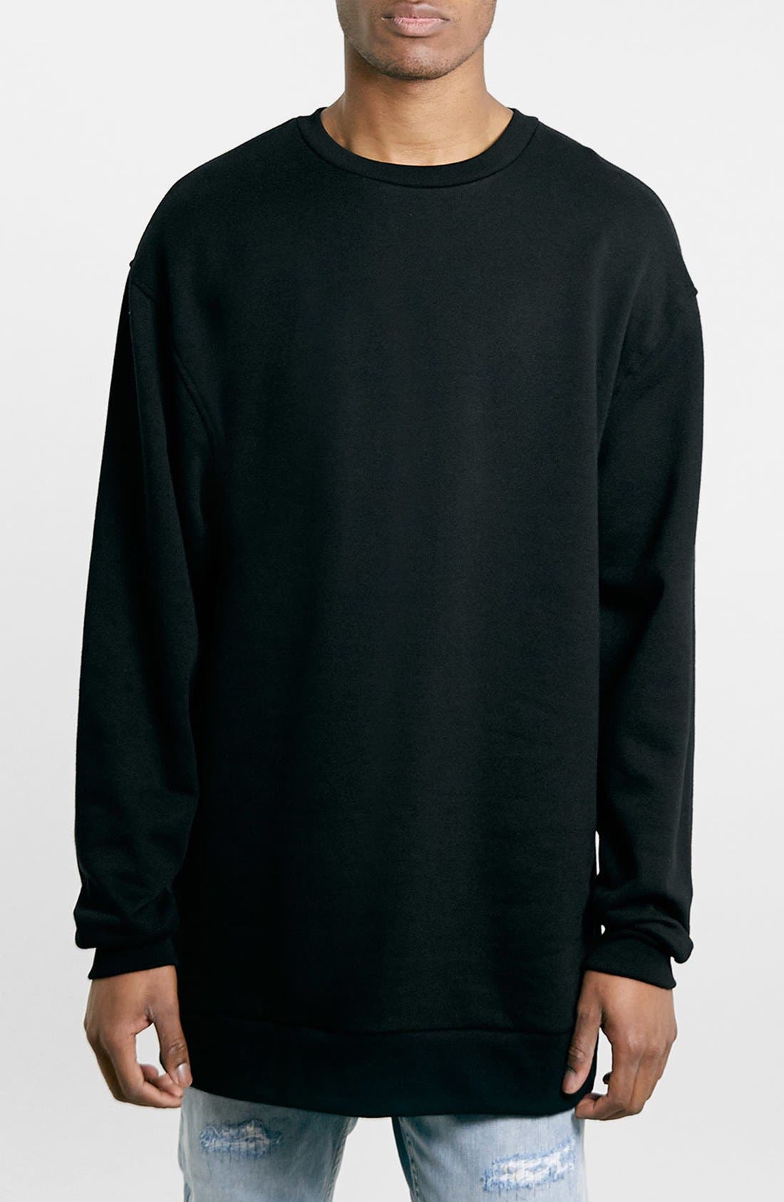 longline crew neck sweatshirt