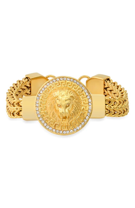 Hmy Jewelry Lion Head Station Bracelet In Yellow