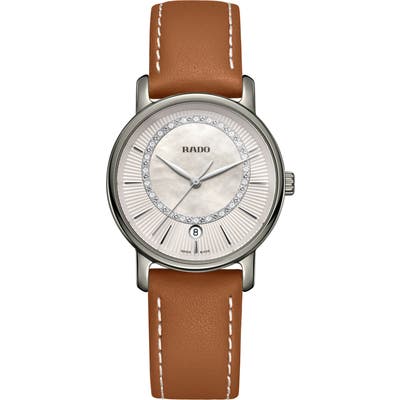 Rado Diamaster Diamond Leather Strap Watch, 3m