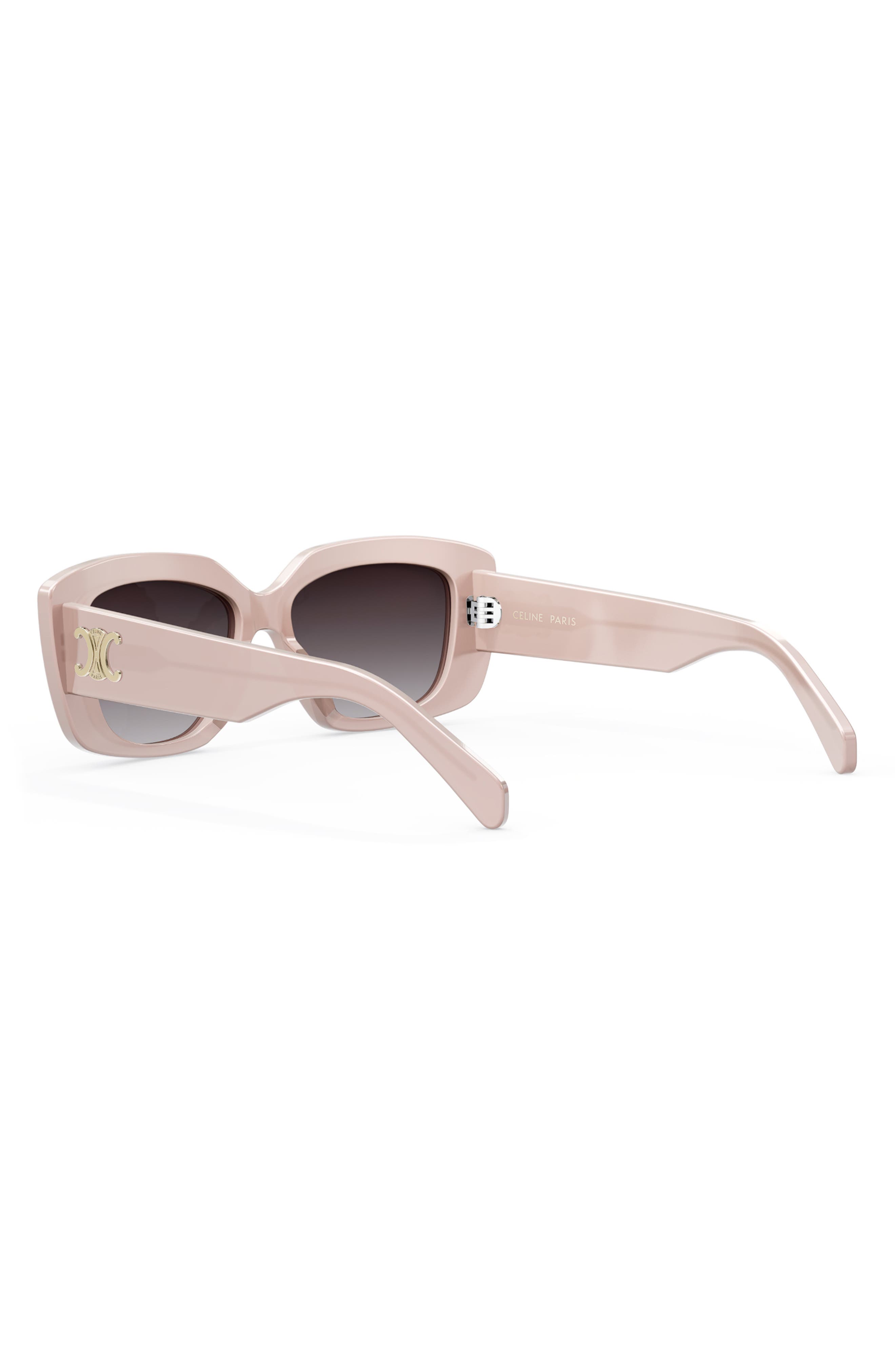 CELINE Triomphe 55mm Rectangular Sunglasses in Shiny Pink /Violet