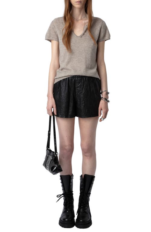 Shop Zadig & Voltaire Celsey Short Sleeve Cashmere Sweater In Latte