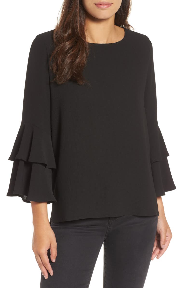 Gibson Ruffle Bell Sleeve High/Low Tunic | Nordstrom