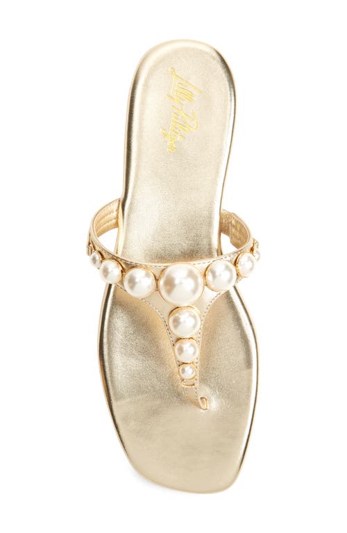 Shop Lilly Pulitzer ® Cloe Imitation Pearl Flip Flop In Gold Metallic