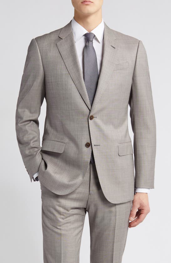 Shop Emporio Armani G Line Brown Mélange Wool Suit In Light Brown