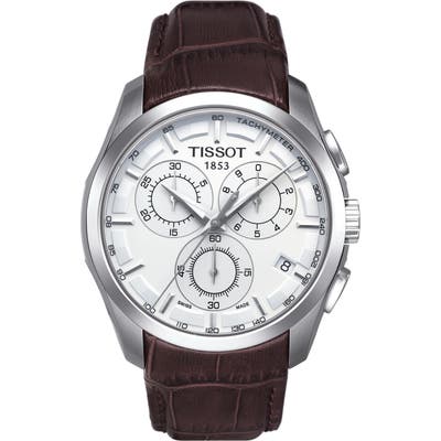 Tissot Couturier Chronograph Leather Strap Watch, 41Mm