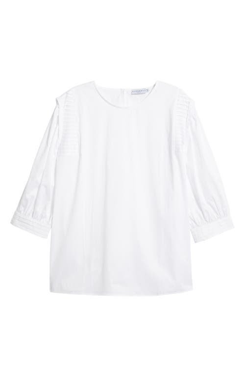 Shop Harshman Delaney Pleated Sleeve Cotton Top In White