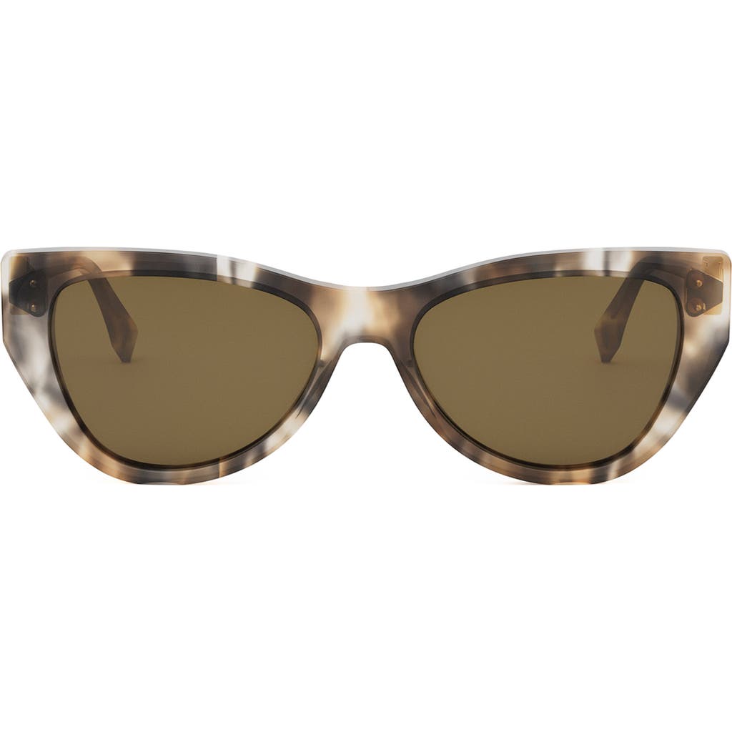 Fendi Ff Diamond Logo Acetate & Nylon Cat-eye Sunglasses In Havana/other/brown