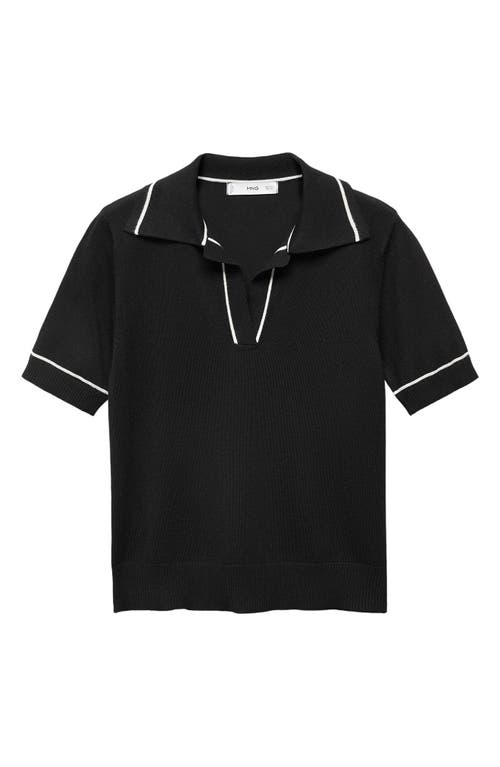 MANGO Johnny Collar Polo Sweater in Black at Nordstrom, Size Xx-Small