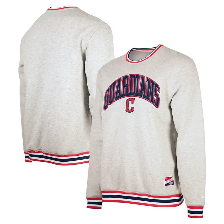 New Era Heather Gray Cleveland Guardians Throwback Classic Pullover Sweatshirt