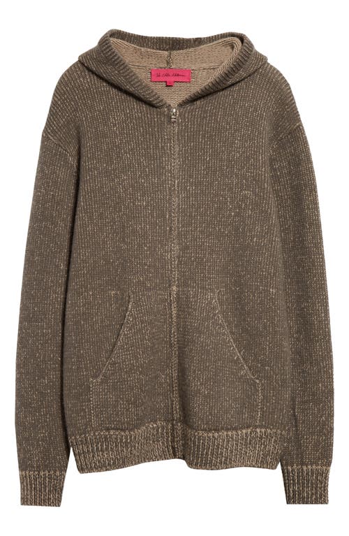 The Elder Statesman Plait Cashmere Hooded Zip Cardigan In Driftwood/sahara