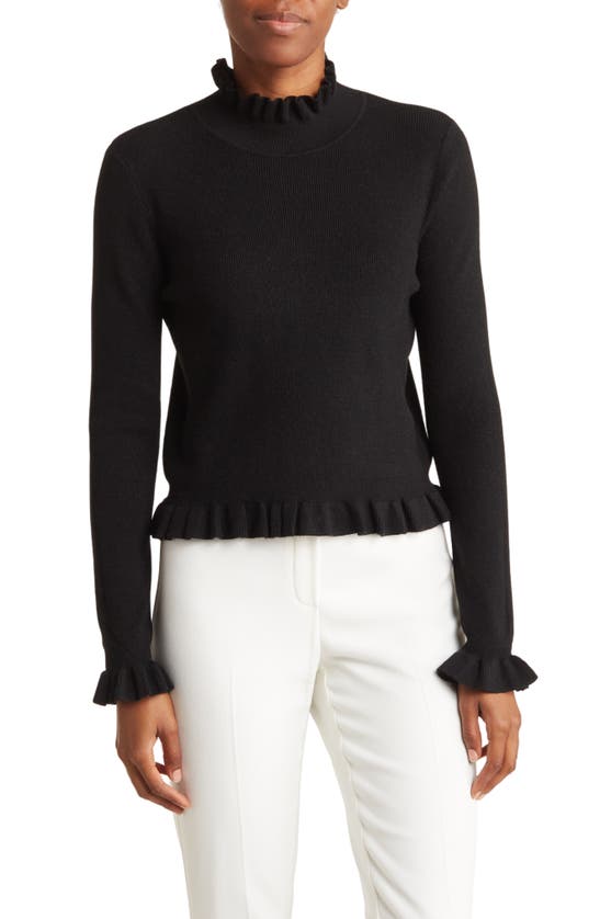 Patrizia Luca Ruffle Cropped Sweater In Black