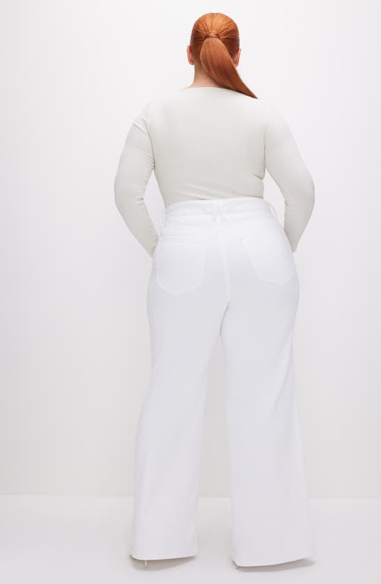 Shop Good American Good Waist High Waist Palazzo Jeans In White001