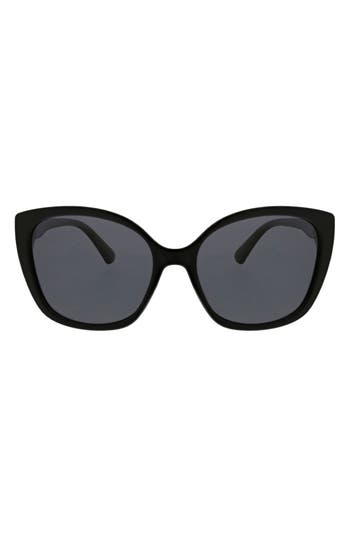Oscar De La Renta Rounded Modern 54mm Cat Eye Polarized Sunglasses In Black