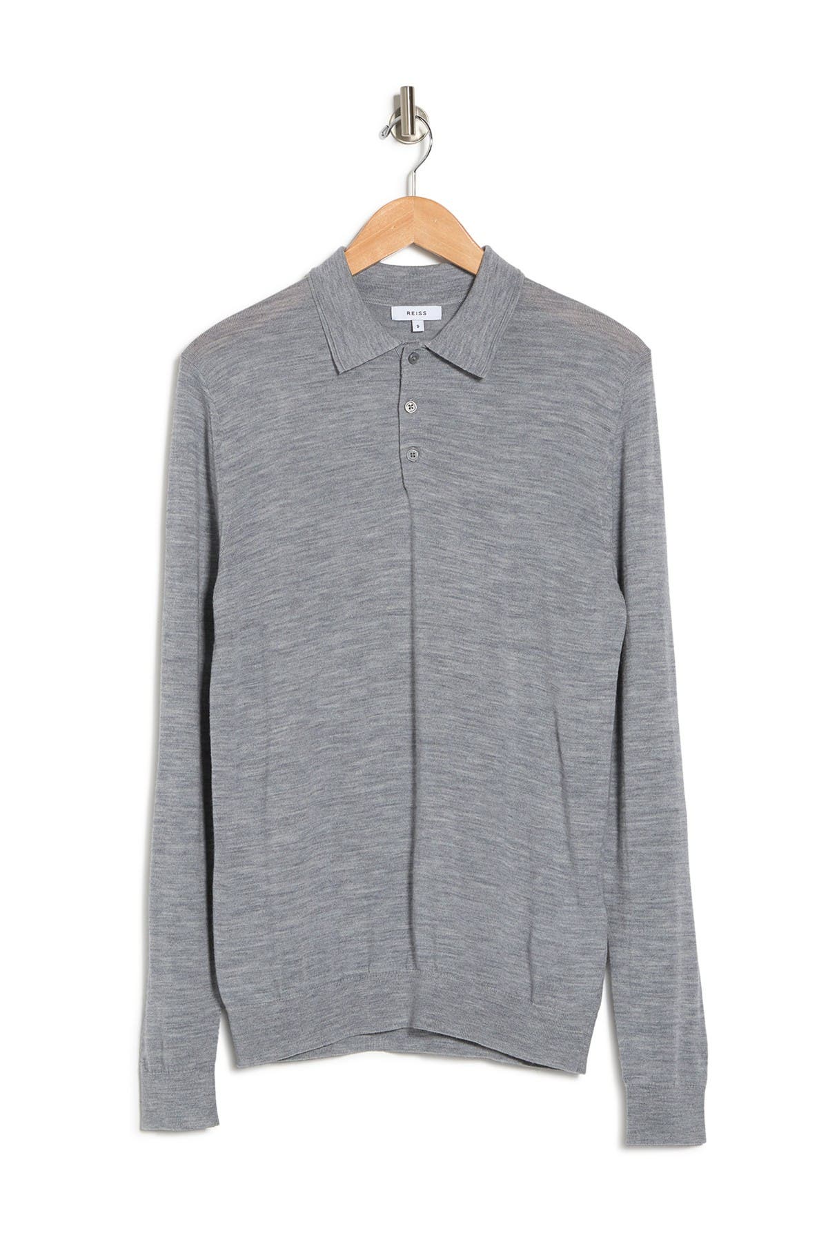 Reiss Knit Polo Sweater In Grey