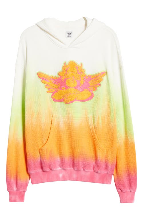 Shop Boys Lie Sour Patch Racer Ombré Thermal Knit Hoodie In Ivory Multi