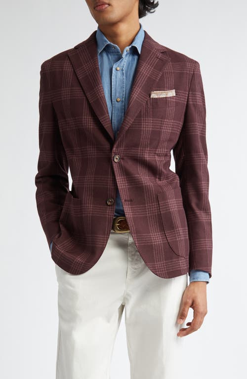 Shop Eleventy Plaid Wool Sport Coat In Barolo