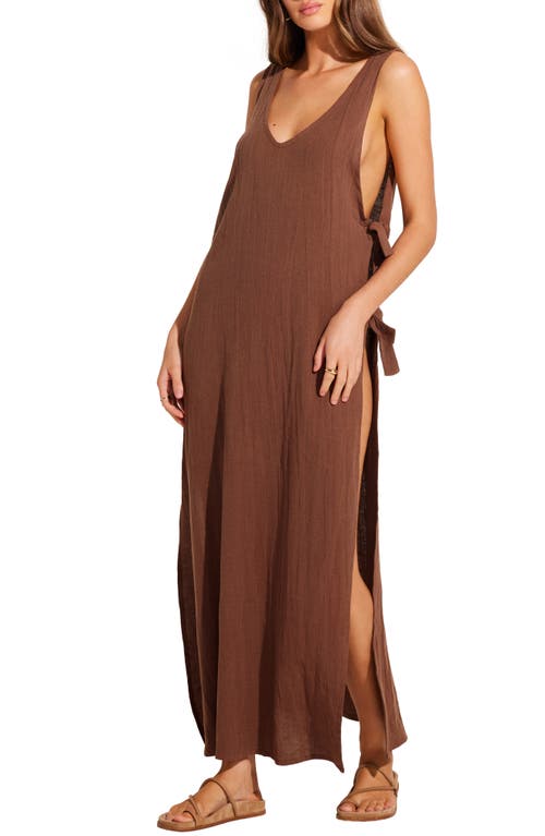 Shop Vitamin A ® Riviera Linen & Cotton Cover-up Dress In Mocha Crinkle Linen