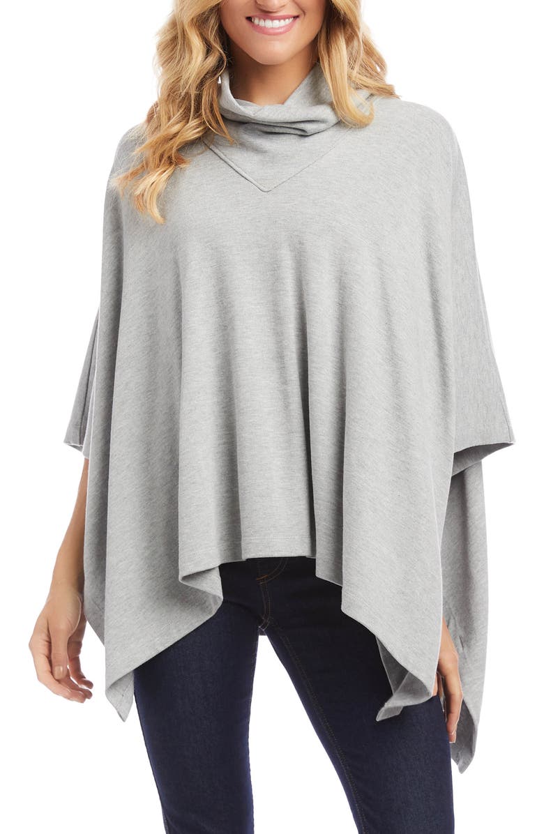 KAREN KANE Turtleneck Poncho, Main, color, LIGHT HEATHER GREY