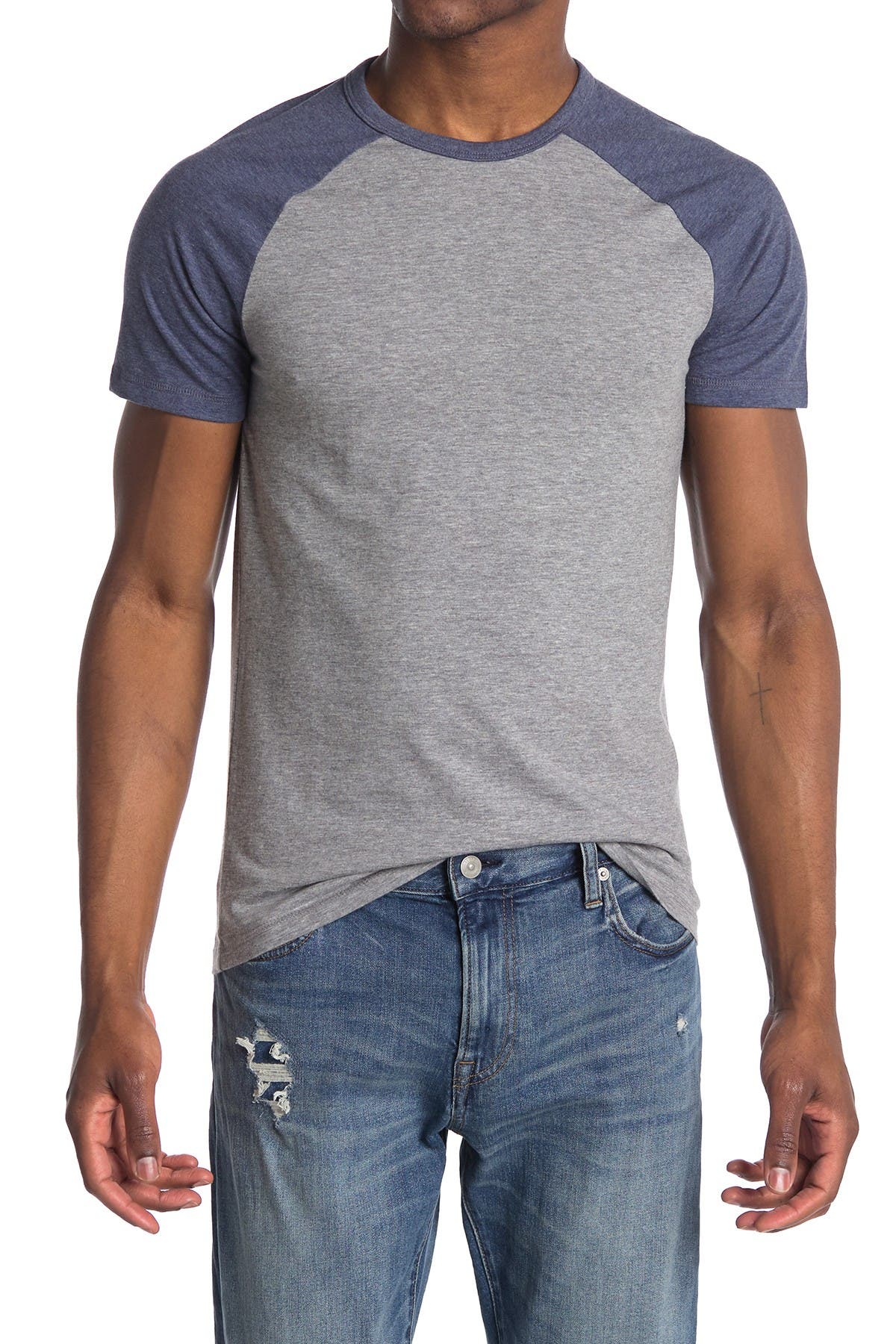 Abound Short Sleeve Colorblock Baseball T-shirt In Medium Grey