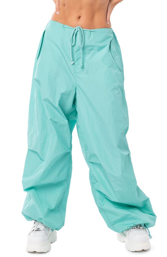 Edikted Rian Nylon Cargo Pants In Turquoise | ModeSens