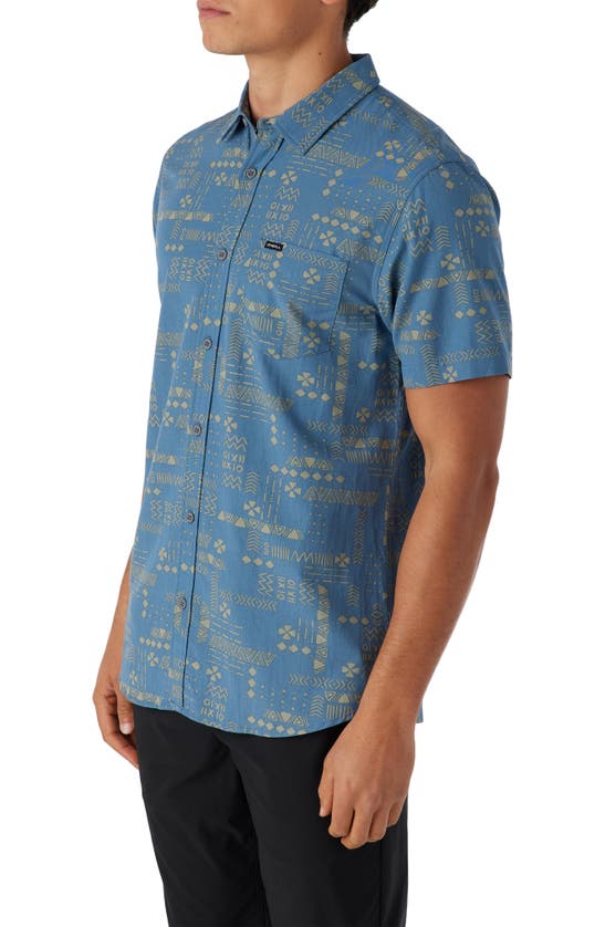 Shop O'neill Oasis Eco Modern Slim Fit Short Sleeve Button-up Shirt In Blue