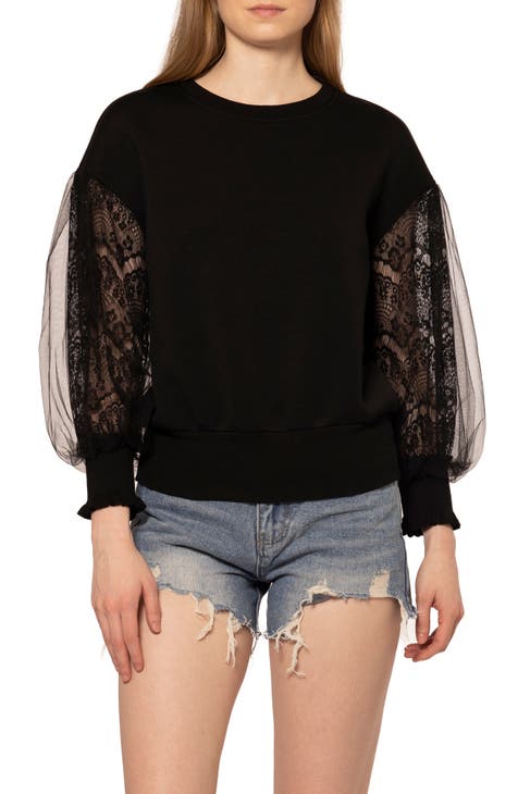 Lace Mesh Long Sleeve Top