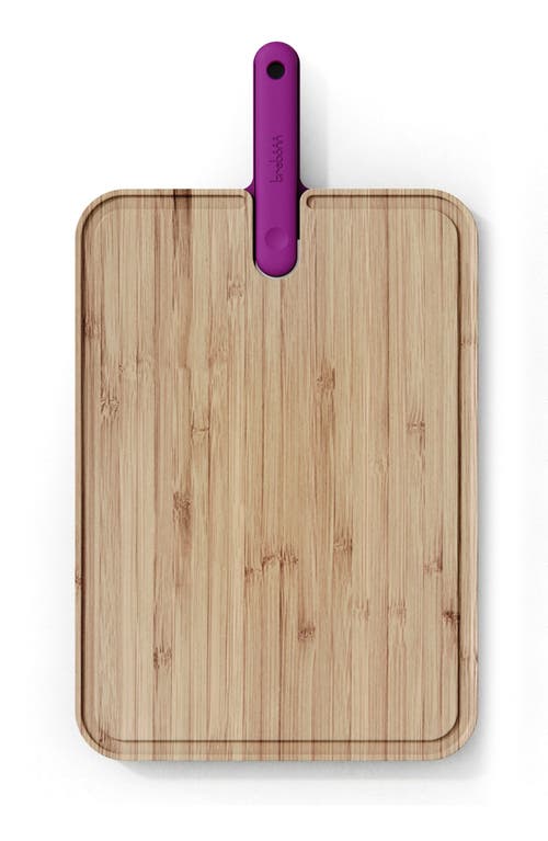 Trebonn Bamboo Chopping Board With Integrated Chef Knife In Purple