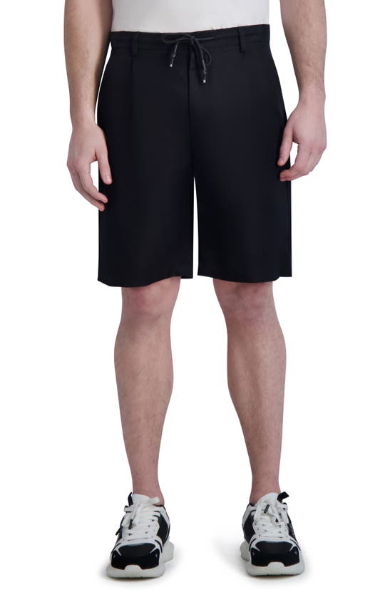 Shop Karl Lagerfeld Paris Linen & Cotton Drawstring Shorts In Black