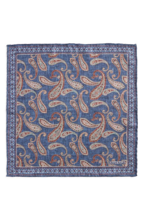 Shop Edward Armah Paisley Reversible Silk Pocket Square In Denim