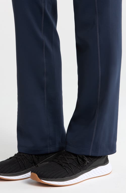 Shop Zella Fleece Lined Straight Leg Pants In Navy Sapphire