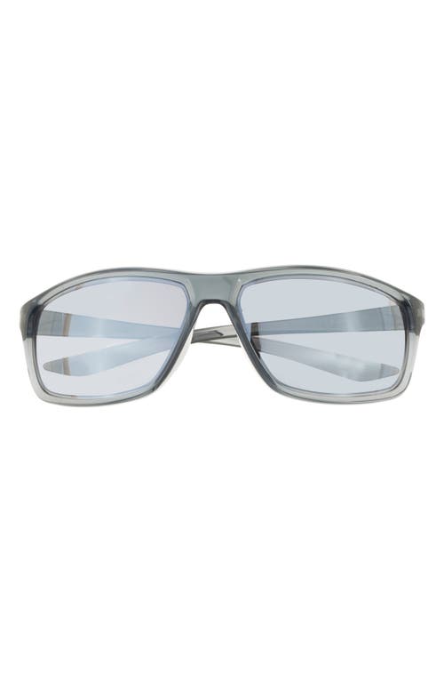 Nike Adrenaline 66mm Rectangular Sunglasses In Matte Wolf Grey/blue Mirror