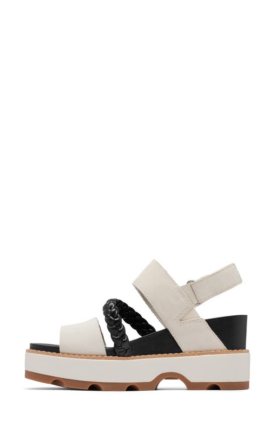 Shop Sorel Joanie Iv Slingback Platform Wedge Sandal In Chalk/ Black