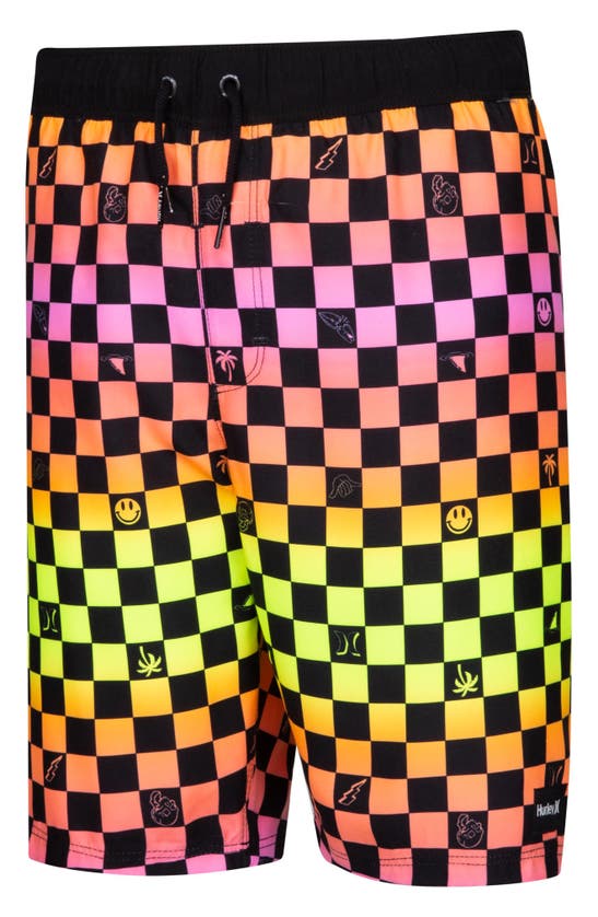 Shop Hurley Kids' Character Check Swim Shorts In Multi
