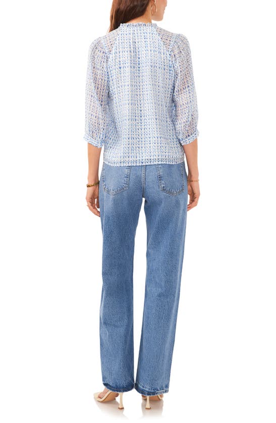 Shop Vince Camuto Balloon Sleeve Peasant Top In Airy Blue