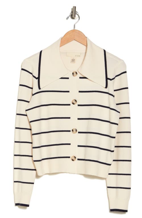 Shop By Design Hadley Stripe Sailor Sweater In Gardenia/navy Blazer