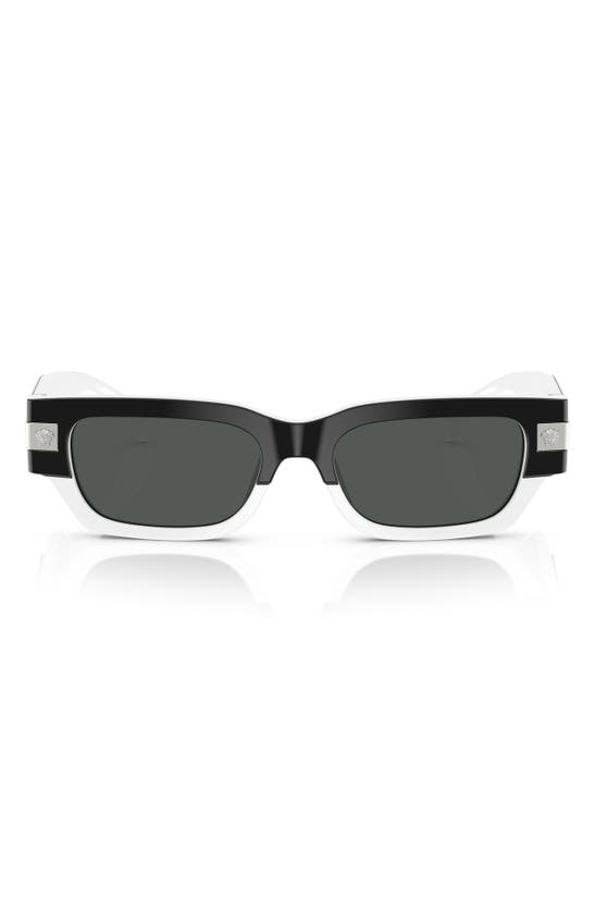 Versace 53mm Rectangular Sunglasses In Dark Grey