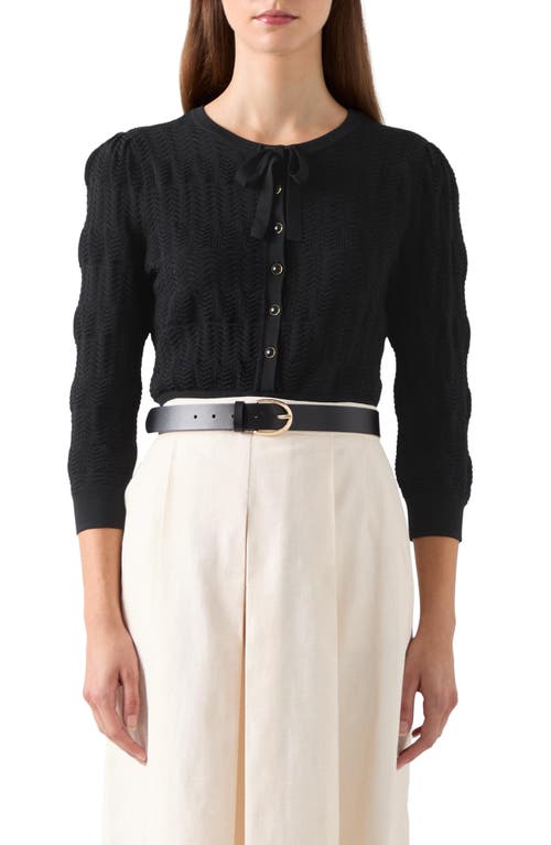 Shop Lk Bennett Freida Pointelle Cardigan In Black