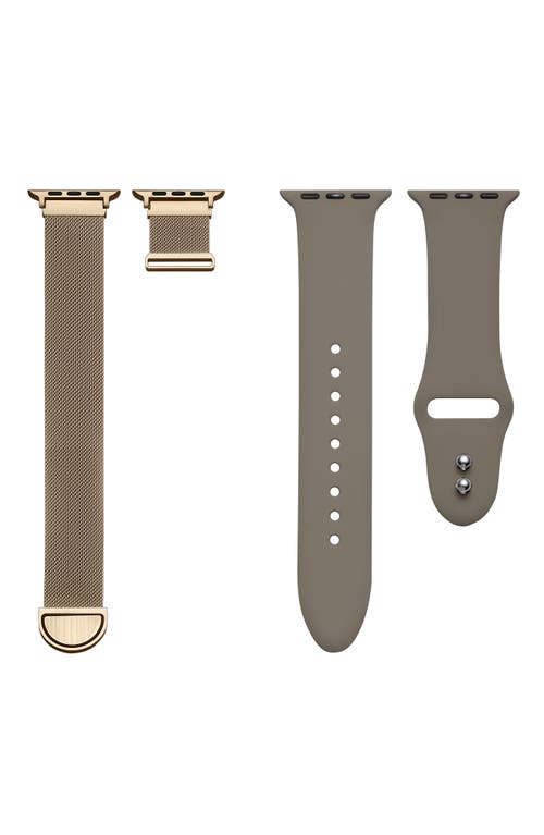 The Posh Tech 2-pack Silicone & Stainless Steel Apple Watch® Watchbands In New Gold/mocha