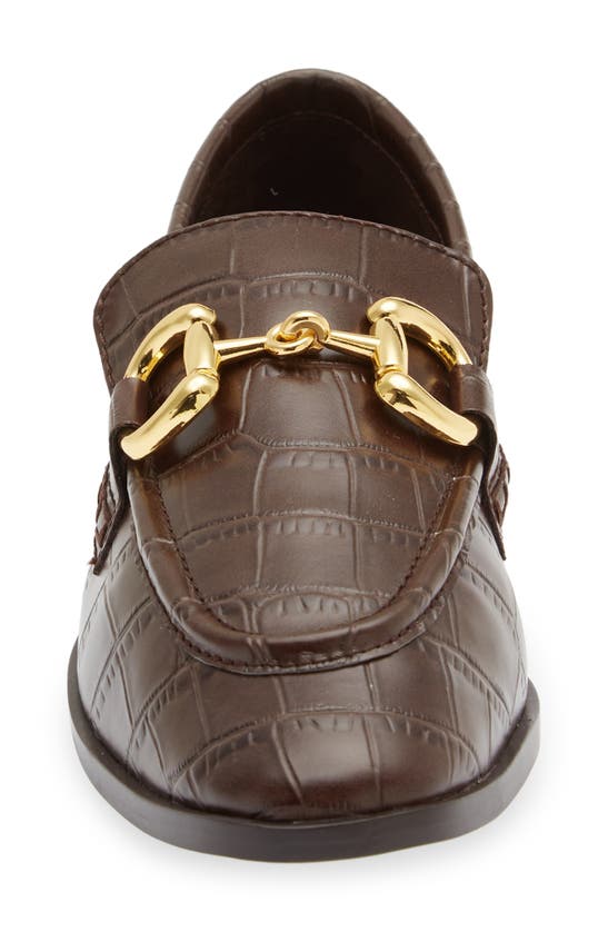 Jeffrey Campbell Velviteen Bit Loafer In Brown Croc Gold