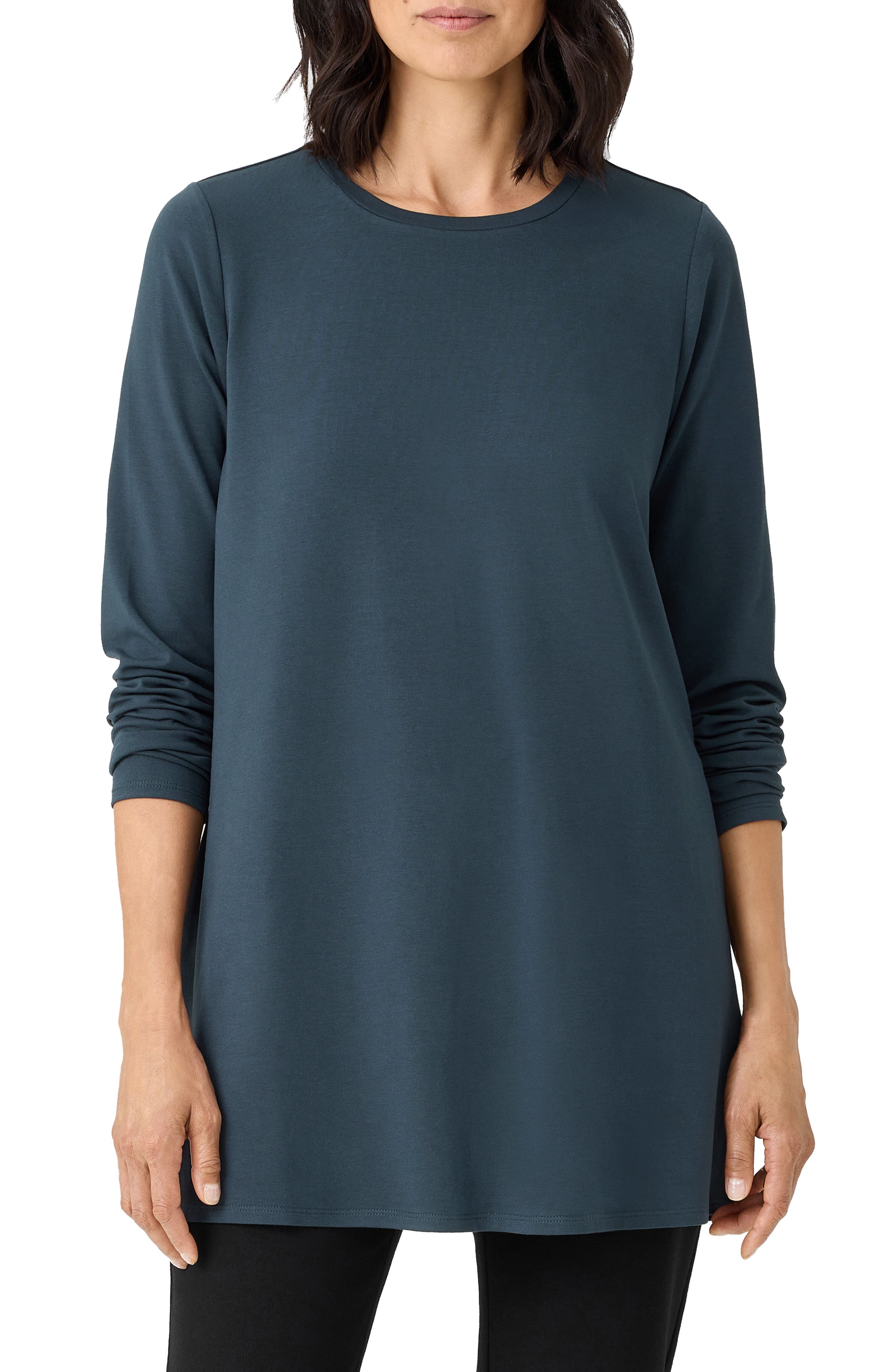 Eileen Fisher Cotton Raglan Top in Blue Womens Clothing Tops Long-sleeved tops Save 1% 