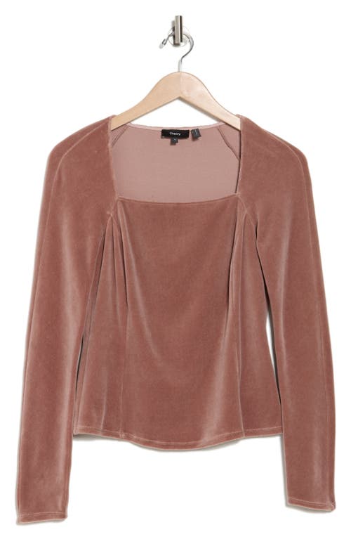 Theory Sculpture Long Sleeve Velvet Top In Dark Rose
