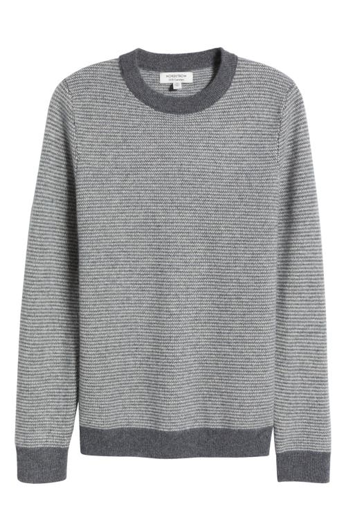 Shop Nordstrom Crewneck Cashmere Sweater In Charcoal Ivory Texture