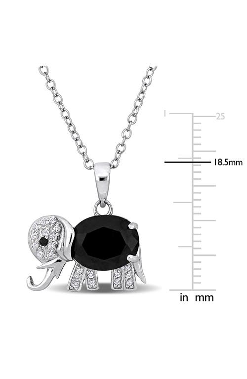 Delmar Black Spinel & White Topaz Elephant Pendant Necklace In Black