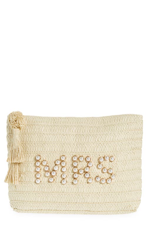 btb Los Angeles Mrs Pearly Bead Clutch in Natural White
