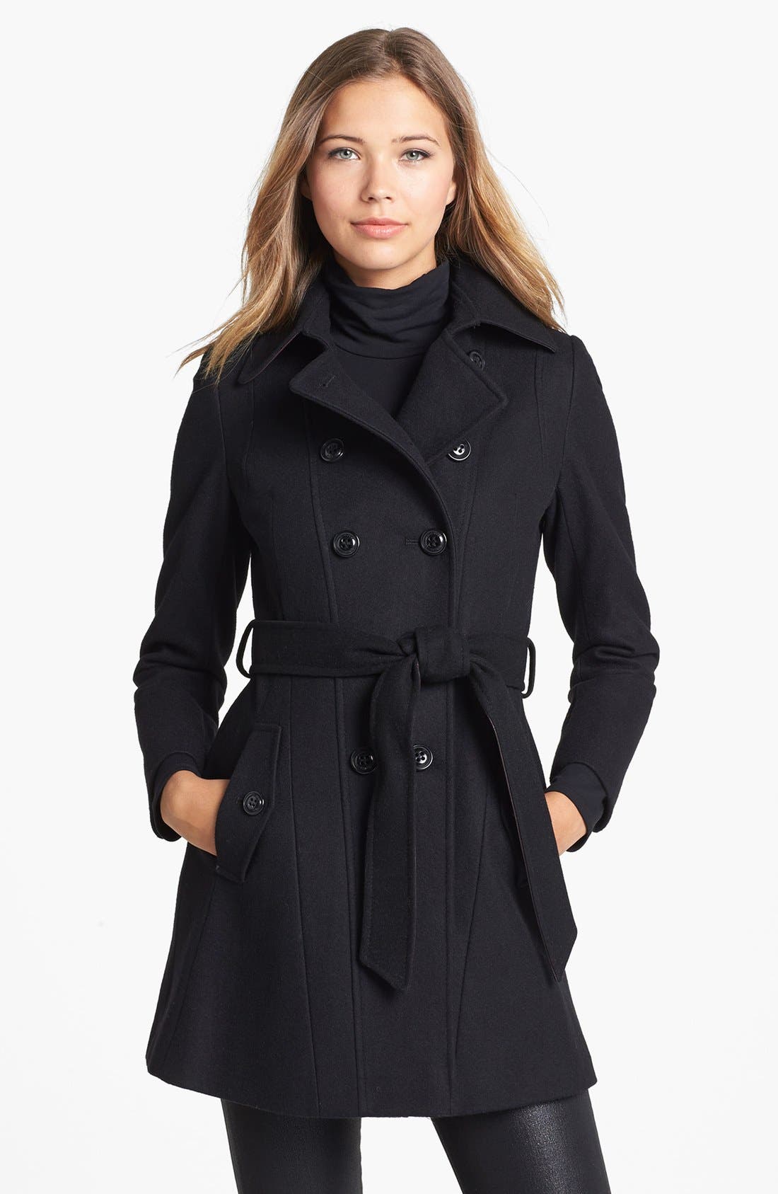 DKNY Double Breasted Military Coat (Petite) Nordstrom