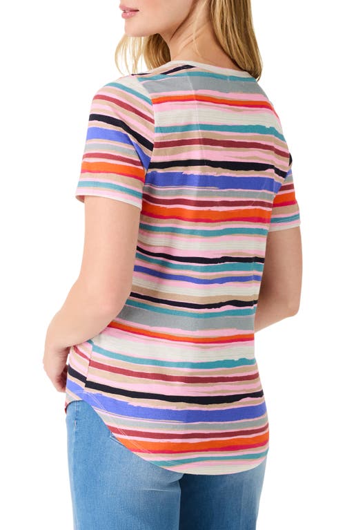 Shop Nzt By Nic+zoe Painted Stripes Cotton & Modal T-shirt In Pink Multi