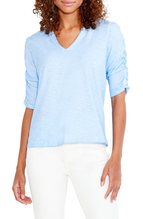 NIC+ZOE Ruched Elbow Sleeve V-Neck T-Shirt in Wildflower