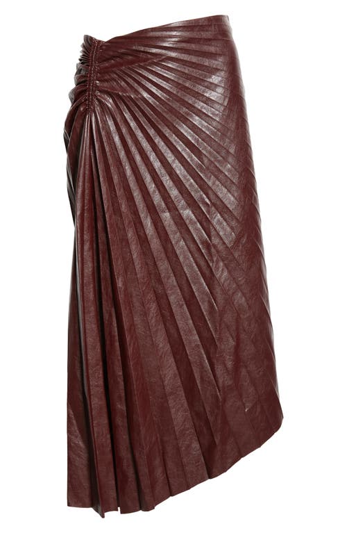 Shop A.l.c . Tracy Asymmetric Pleat Faux Leather Skirt In Cordovan