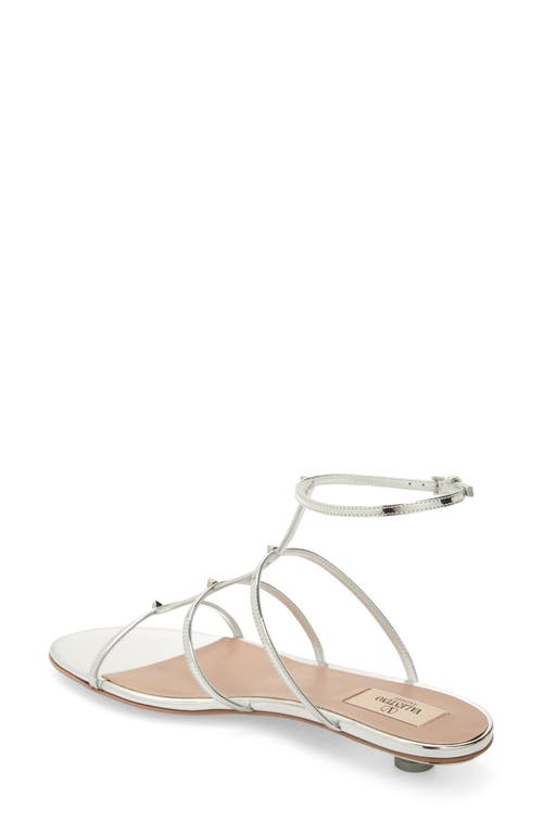 Shop Valentino Garavani Rockstud Wispy T-strap Sandal In Silver