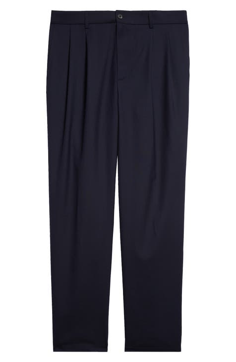 Vintage 80s-90'S Lands' End two-pleat wool pants, made in the USA, men's size W32. wool navy blue type Vintage Second Hand